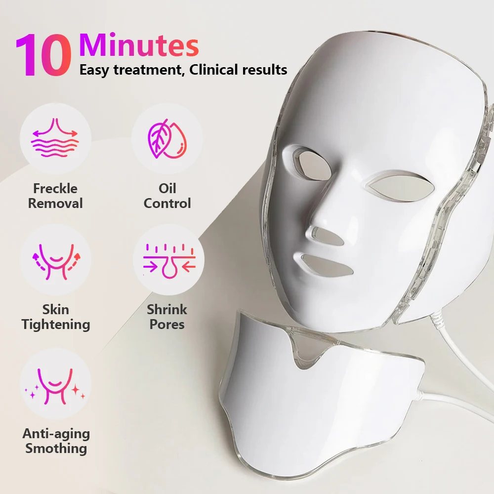 Mascarilla Facial profesional Flexible, máscara de 7 colores, antiedad, rejuvenecimiento de fotones, eliminación de marcas de acné, reducción de la luminosidad, terapia de luz led Facial