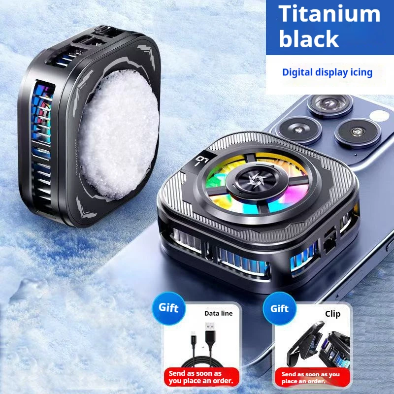 

New Icing Mobile Phone Radiator Magnetic Back Clip Semiconductor Refrigeration Digital Display Cooling Artifact Phone Cooler