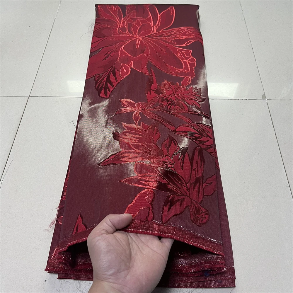 

2026 High-Quality African Nigerian Tulle Lace Fabric Organza Embroidery Guipure Brocade Jacquard Wedding Dress Party Gowns 5Yard