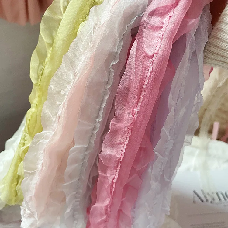 10 Yards 70MM Single Color Ruffled Flounces Edge Ribbon DIY Crafts Handmade Accessories Material Skirt Doll Dress 2024313