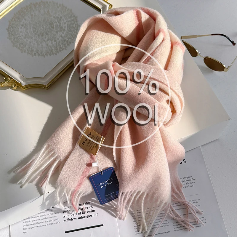 

Роскошный шарф из 100% шерсти для женщин и мужчин, зимний винтажный клетчатый шарф в консервативном стиле, платок из пашмины, шаль Bufanda, унисекс, мужской 2025