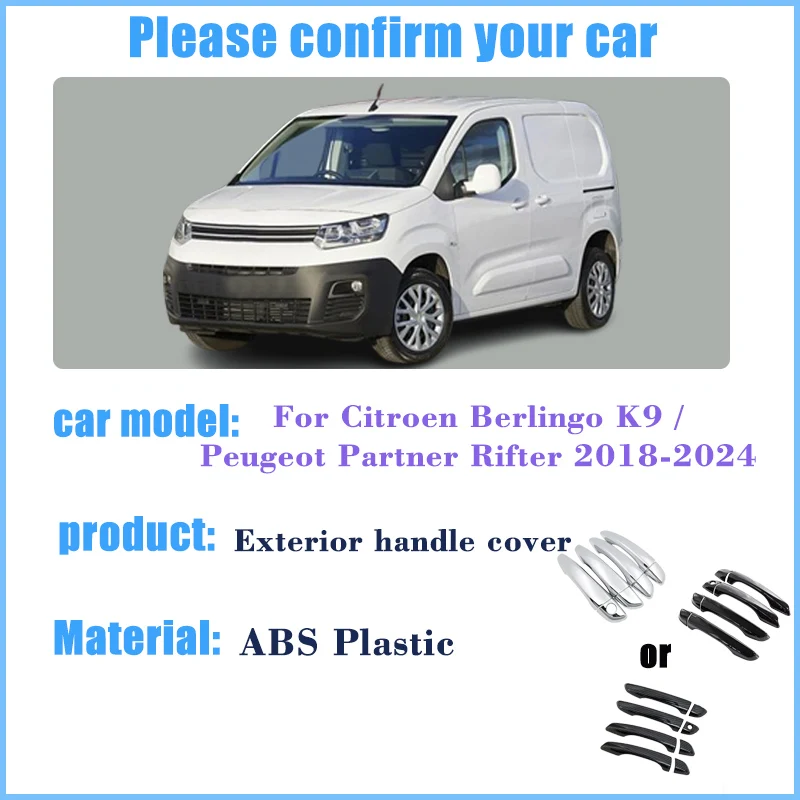 

Car Door Handle Covers For Citroen Berlingo K9 MK3 Peugeot Partner Rifter Vauxhall Combo Accessories 2018-2024 Exterior Sticker