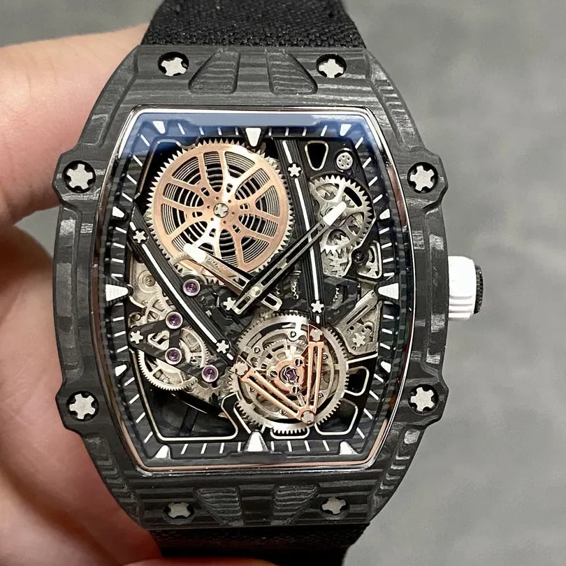 2024 New Lightweight Carbon Fiber Ultra-thin Tonnel Tourbillon Watch