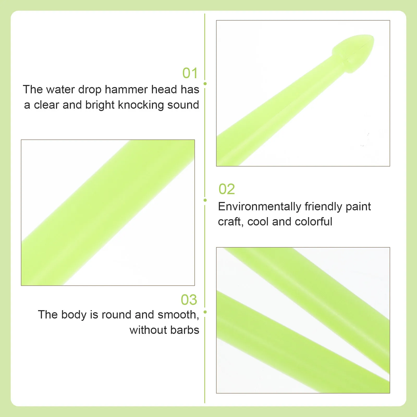 

2Pcs Glow Drum Sticks Fluorescent Green Illuminated 5A Nylon Drumsticks Smooth Body Without Barbs Crisp Sound Ideal for Night