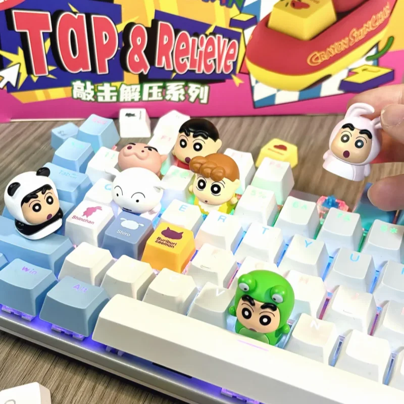

52toys Authentic Crayon Shinchan Keycap Blind Box Tap Relieve Stress Relief Toy Practical Decorations Surprise Mystery Box
