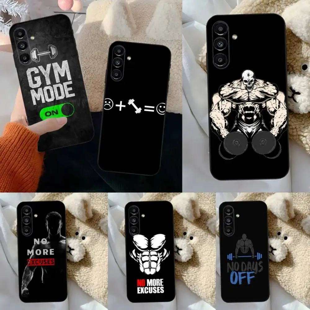 

Bodybuilding Gym Fitness Phone Case For Samsung S24,23,22,30,21,10,9,Ultra,Plus,Lite,FE,5G Black Soft Case
