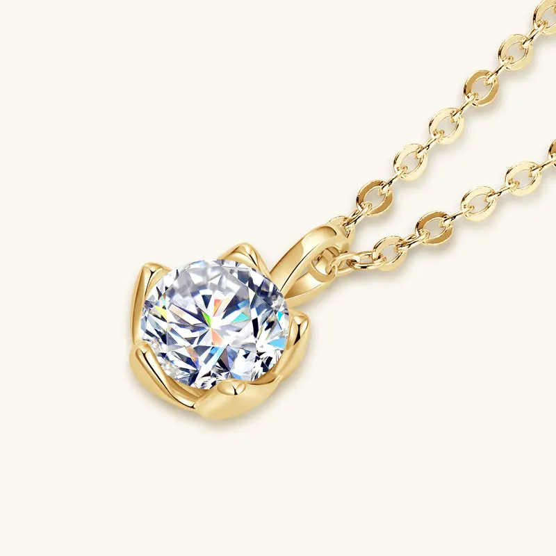 

IOGOU кулон в виде бутона цветка, инкрустированный 6,5 мм, 1 карат D vvs1, муассанит, бриллиантовые ожерелья для женщин, оригинальные обручальные украшения из серебра 925 пробы