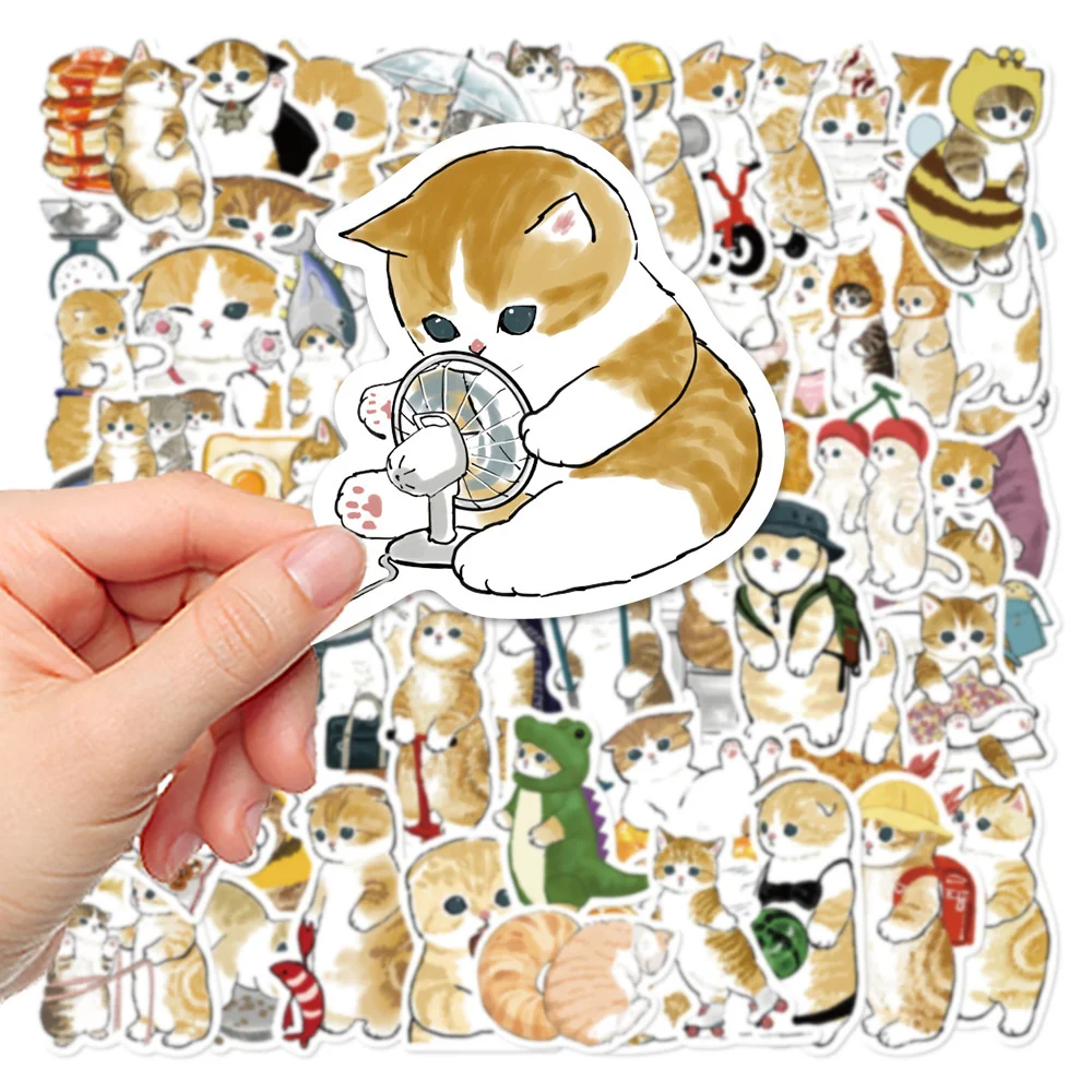 10/30/50PCS Cartoon Fresh Orange Cat Animal Personality Creative Sticker Desk GuitarRefrigerator Car Waterproof StickerWholesale