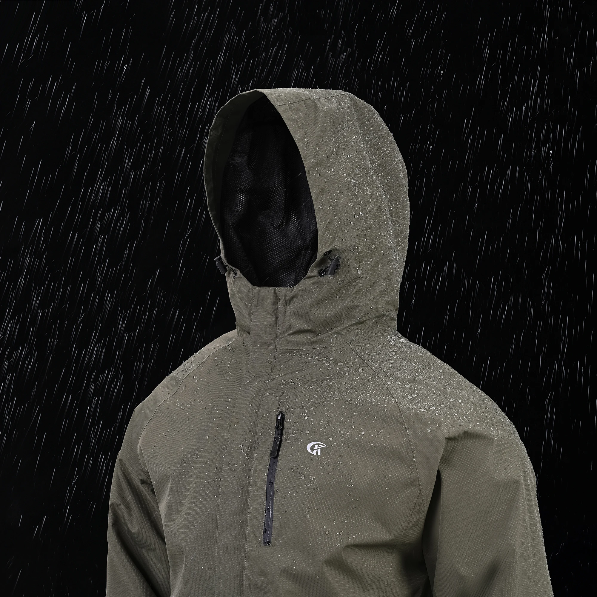 Sommerliche, wasserdichte Regenjacke für Herren, leichte, dünne Regenjacke mit Innentasche, ideal zum Campen, Wandern, Radfahren und Angeln. – Detail 33
