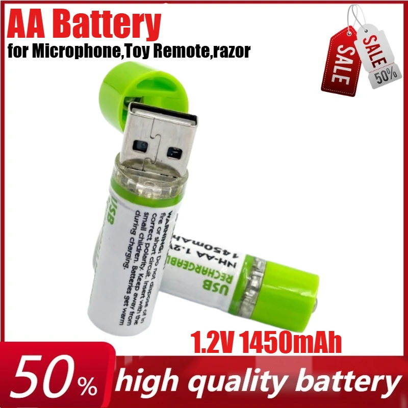 

1.2V 1450mAh AA Rechargeable NI-MH Rechargeable Battery for Microphone,Toy Remote,razor, Radio Use Battery