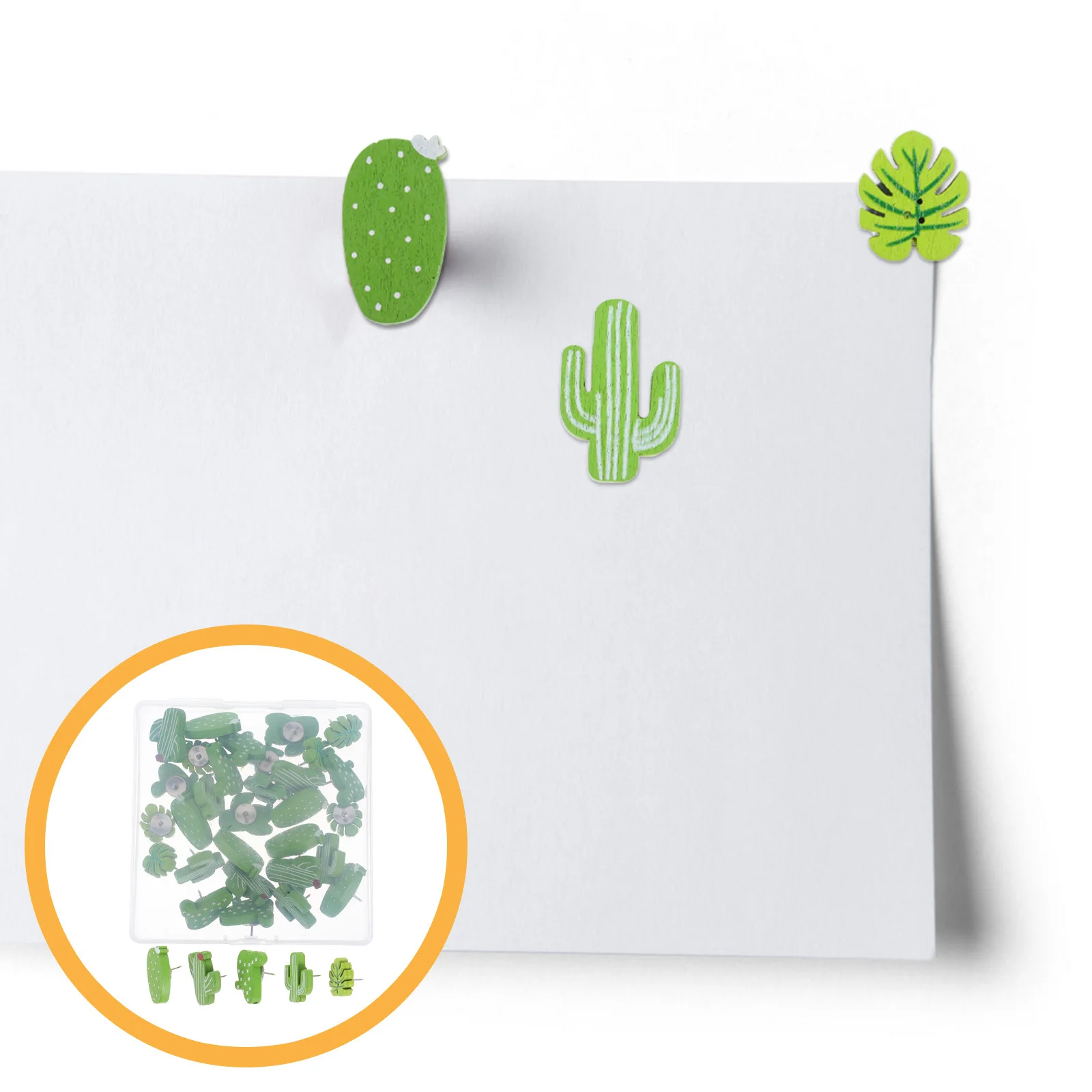 

30Pcs Cactus Monstera Leaf Wooden Push Pins Decorative Thumb Tacks for Cork Board Cute Office Desk Accessories Bulletin Board