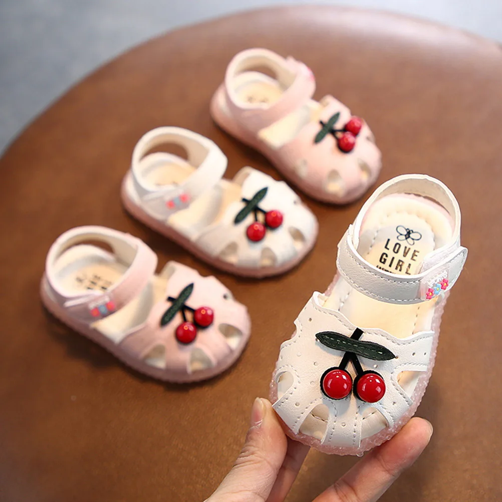 

1 Pair Cherry Pattern Kids Summer Sandals Pink Soft Bottom Breathable Wear-Resistant Healthy Sandal For Little Girls 19 14Cm 8Us