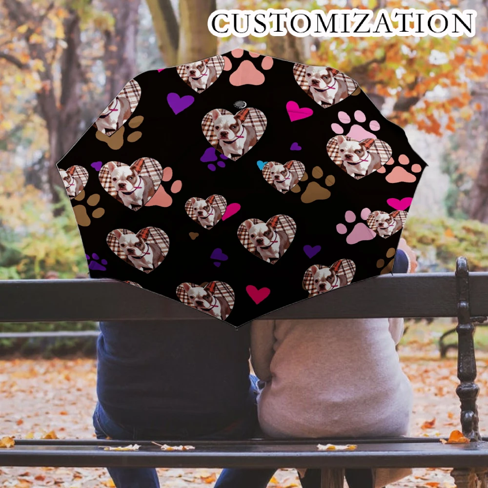 Custom Print Folding Umbrella, Personalized Pattern Photo Customized Compact Travel Umbrella, Windproof Water Repellent UPF50+