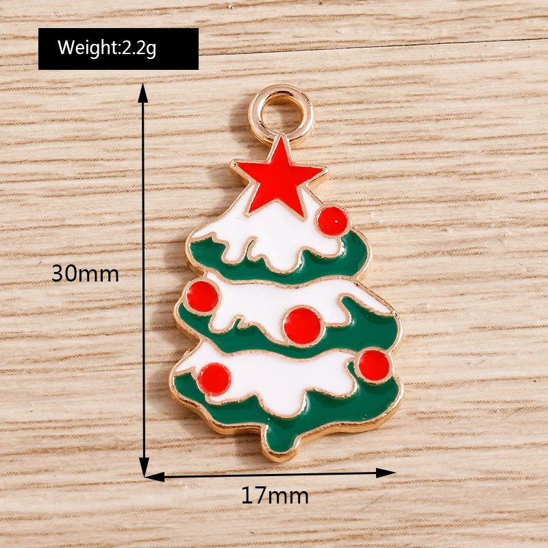 10 Stück gemischte Emaille-Weihnachtsbaum- und Rentier-Anhänger für Schmuckherstellung, Ohrhänger, Halsketten, Armbänder, DIY-Bastelzubehör – Detail 11