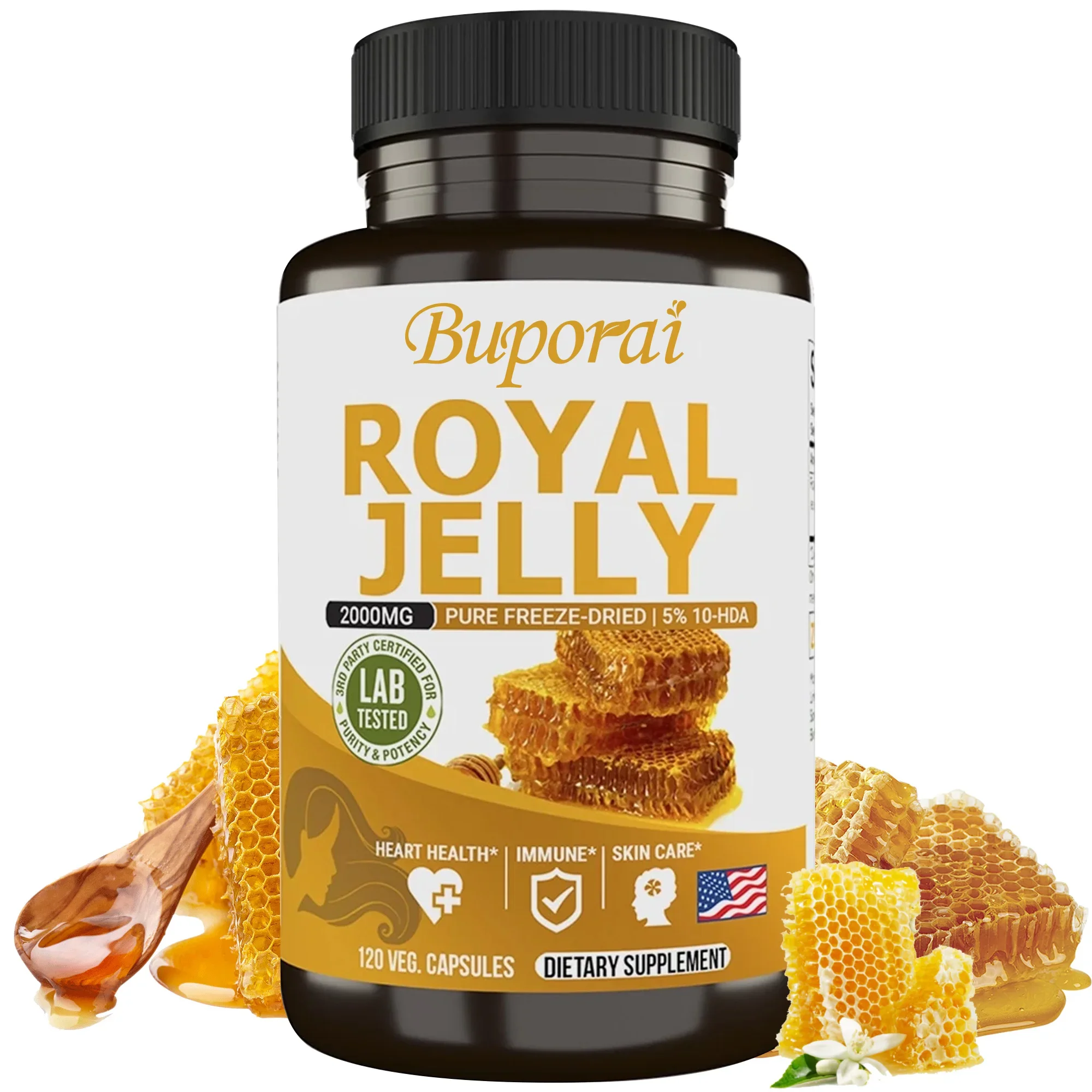 

Royal Jelly Capsules - Nourishes The Skin, Helps Cardiovascular Health, Energy, Immunity, Antioxidant Support