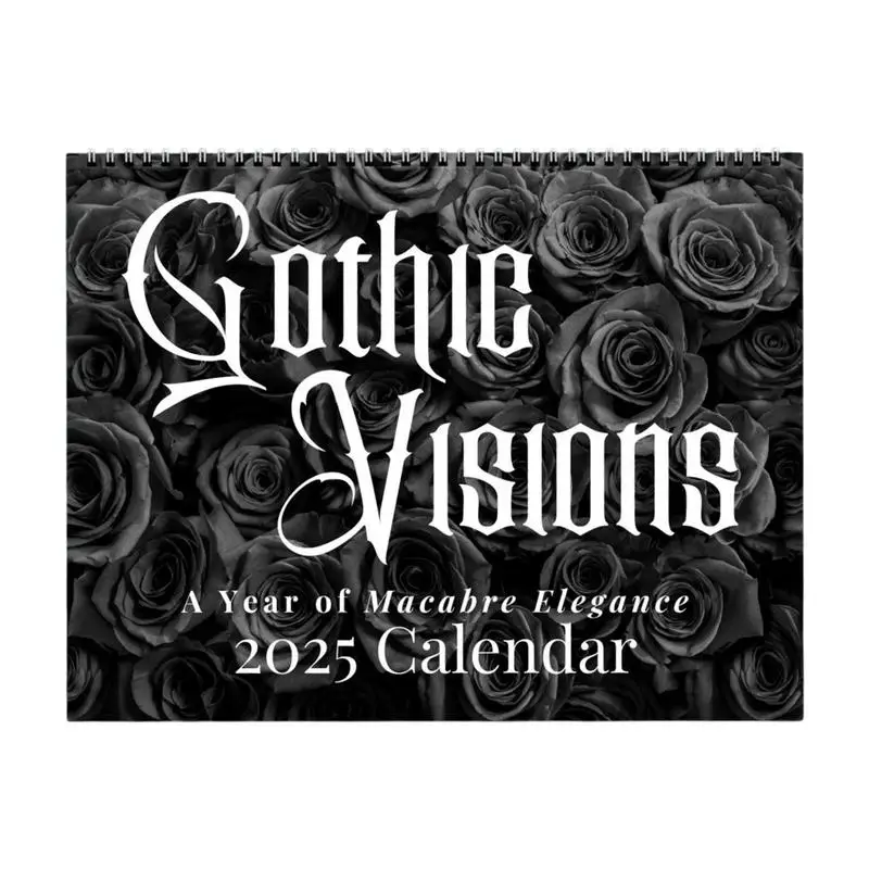 Gothic Monthly Calendar 2025 2025 Horror Monthly Calendar Gothic Wall Calendar Victorian Flower Spiral Planner Calendar Wall Art