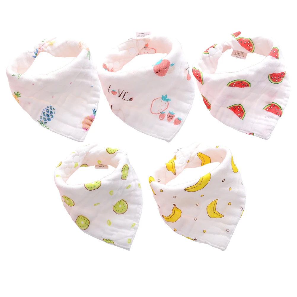

5pcs Baby Saliva Towels Cotton Bibs Drool Infant Toddler Feeding Soft Breathable Gentle Skin Design