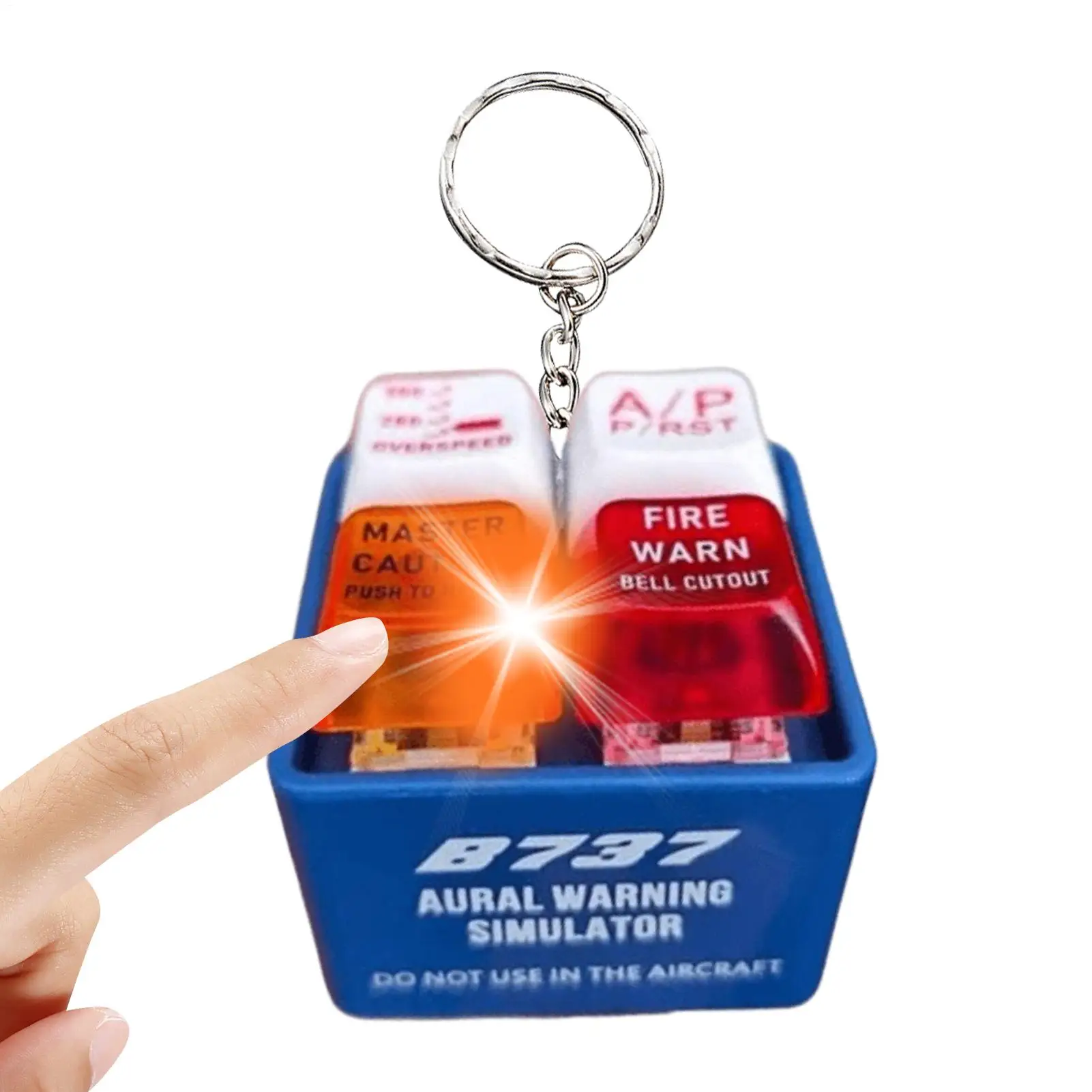 

Pilot & Crew Alert Keychain Safety Backpack Pendant Warning Sound Simulator with LED Light for Aviation Fans Handbag Women Men