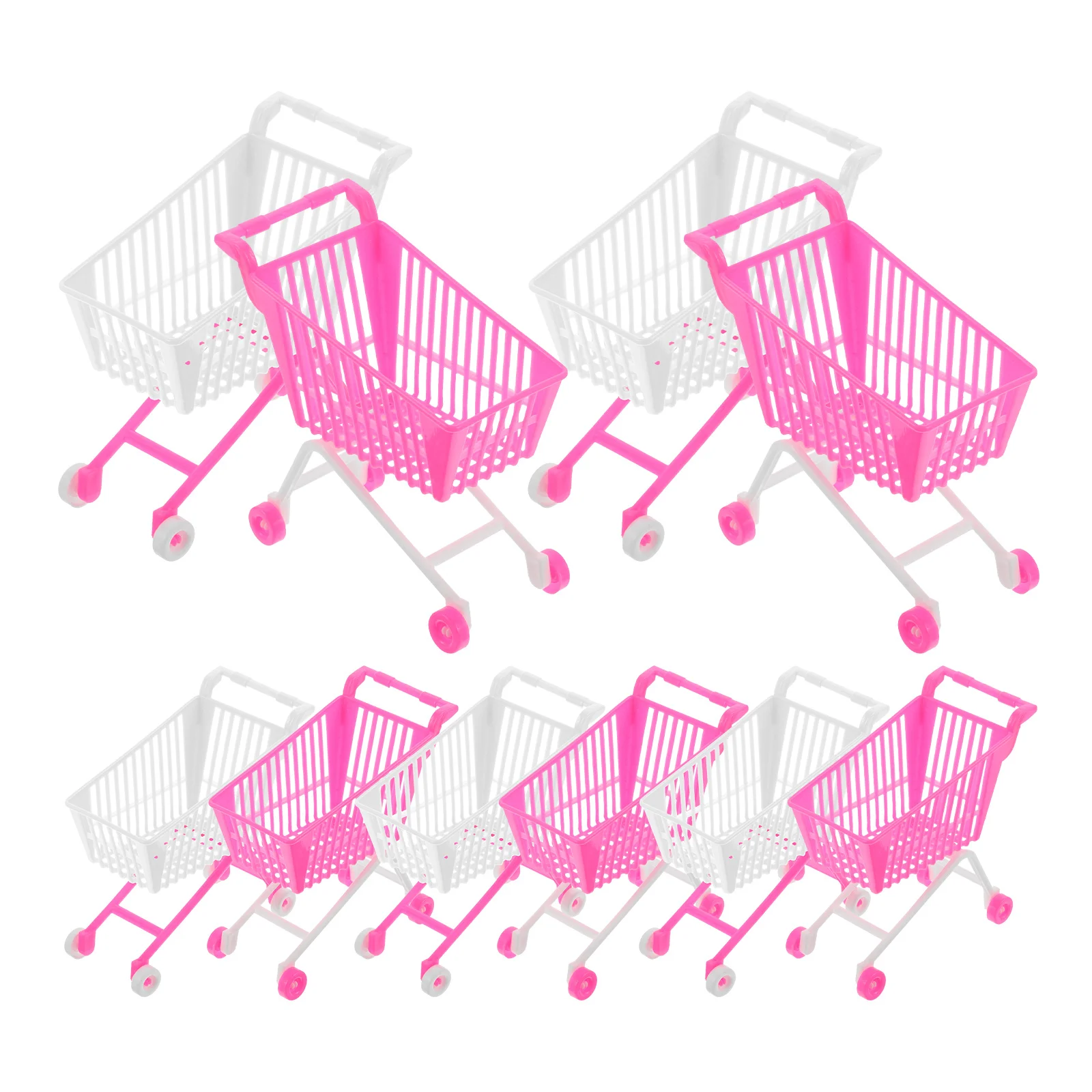 

10Pcs Miniature Shopping Cart for Kids Plastic Stroller Nursery Home Decor Early Learning Educational Storage Prop