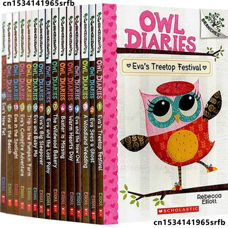 15PCS/Set Owl Diaries English Picture Book Kids Early Education Childhood Learning Writing Diary Girls' Age 6-12 Years