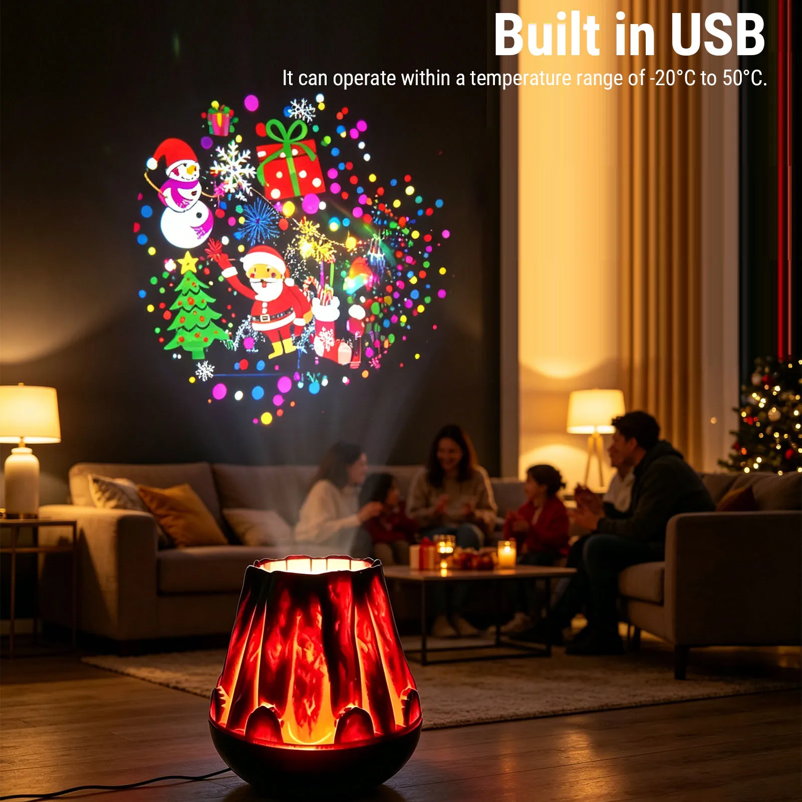 LED Projector Light LED Projector Light USB Versatile Lightweight Lifelike Flame Projection Light For Festival Family Gathering