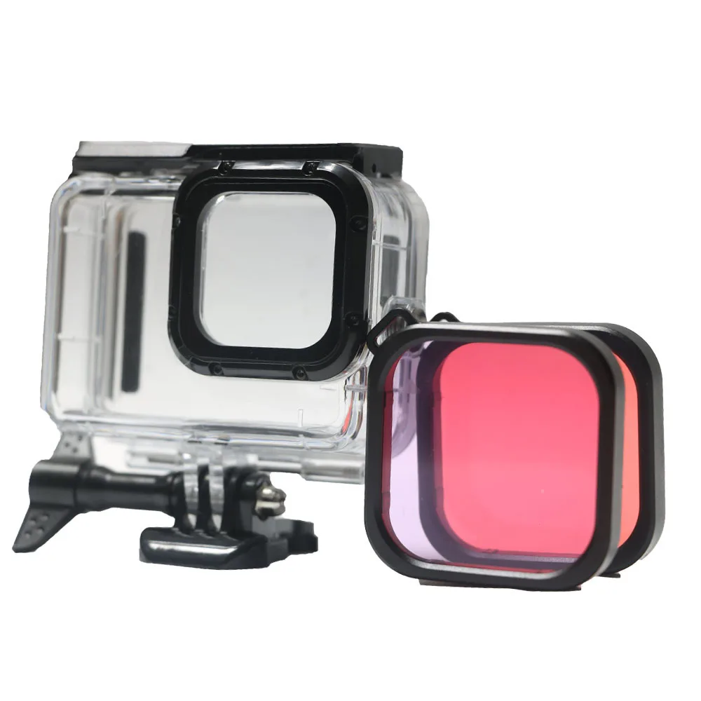 Caixa impermeável para GoPro, caixa protetora de mergulho, vermelho, rosa, filtro original, apto para Hero 9, 10, 11, 12, 45m
