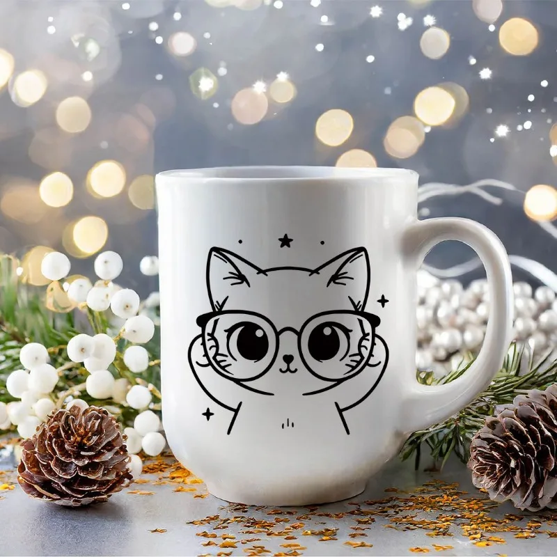 8pcs Cat with Glasses UV DTF Sticker Packaging Decoration, Scrapbook, Diary, Photo Album, Handmade Garbage, Diary Supplies