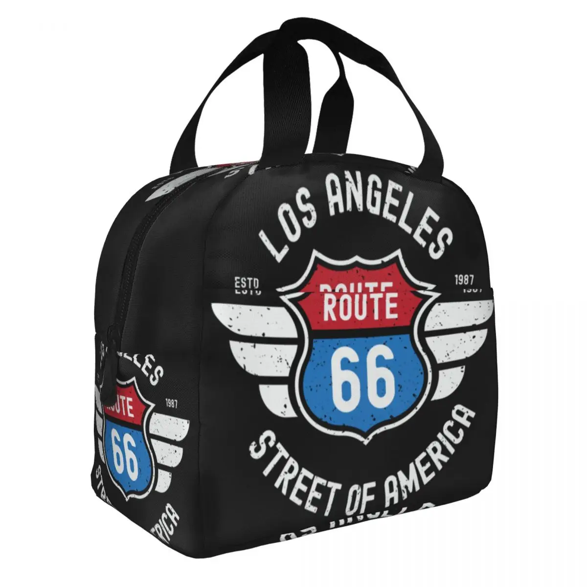 Route 66 Road Trip Vintage Adventure Portable Lunch Boxes Women Leakproof Cooler Thermal Food Insulated Lunch Bag School Office