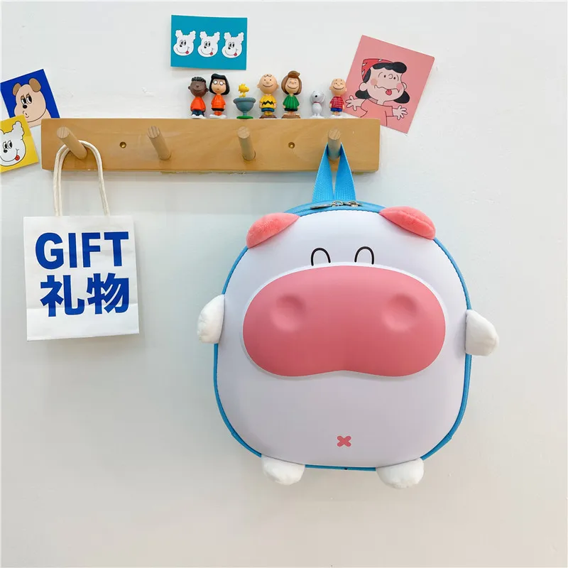 새로운 어린이 3D 하드 쉘 숄더 백 귀여운 암소 소년 소녀 학교 배낭 다기능 달걀 껍질 어린이 유치원 배낭