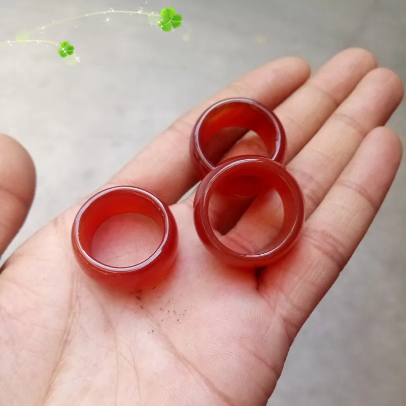 Natural A red jade rings jewelry agate chalcedony pull finger rings for women men  rings for women  luxury jewelry 925 ring