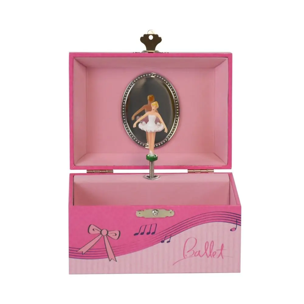 Creative With Mirror Rotating Girl Music Box Save Space Sparkling Musical Jewelry Box Drawer Style Ballerina Music Box Girls