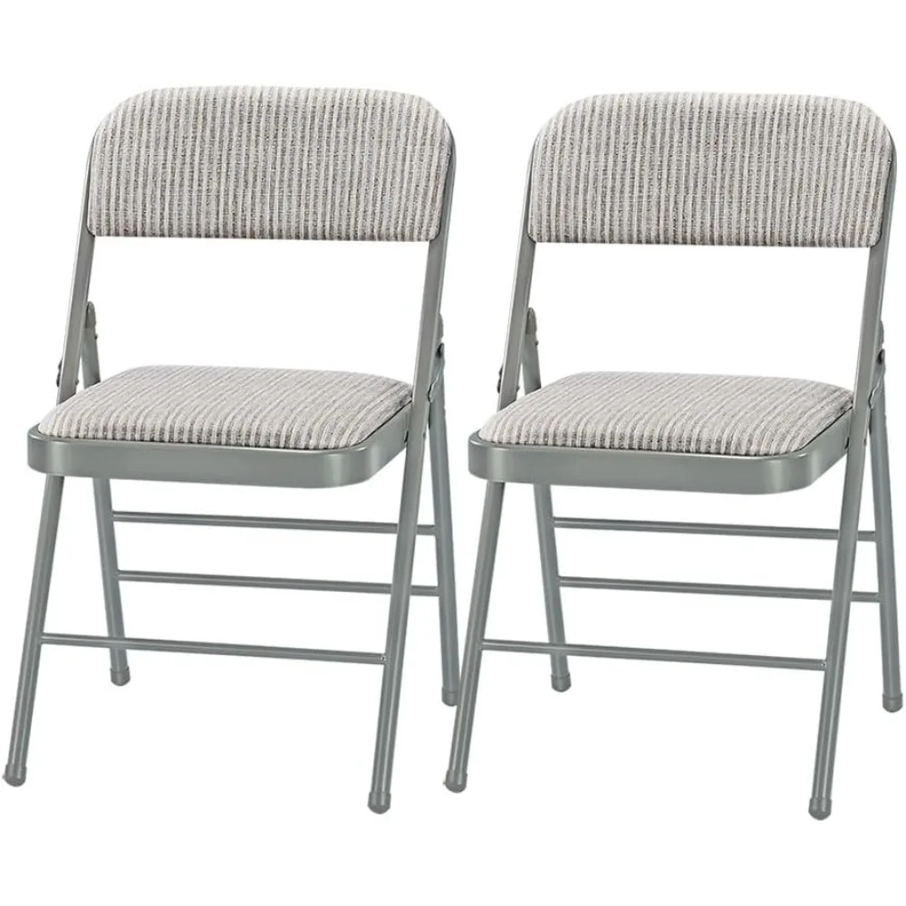 Pack of 2 (Fabric/Vinyl) Steel Frame Metal Foam Padded Folding Chairs (Black, Gray, White) (2-Pack )