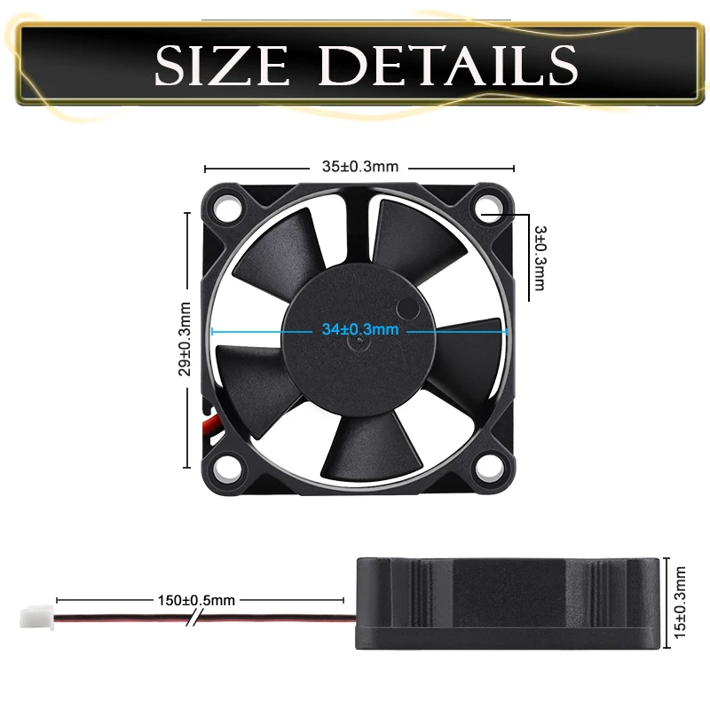 Gdstime-ventilador de refrigeración de 2 pines para ordenador, funda enfriadora de 5V, 12V, 24V, 35mm, 35x35x10mm, 3510, rodamiento de bolas, 2 uds.