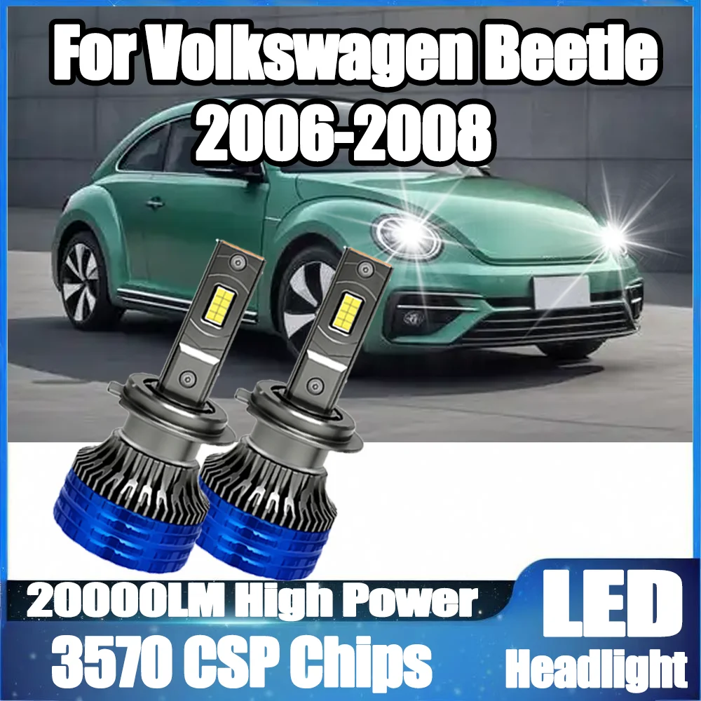 

20000LM светодиодные фары 6000K белая лампа с двойной медной трубкой турбовентилятор авто фары для Volkswagen Beetle 2006-2008