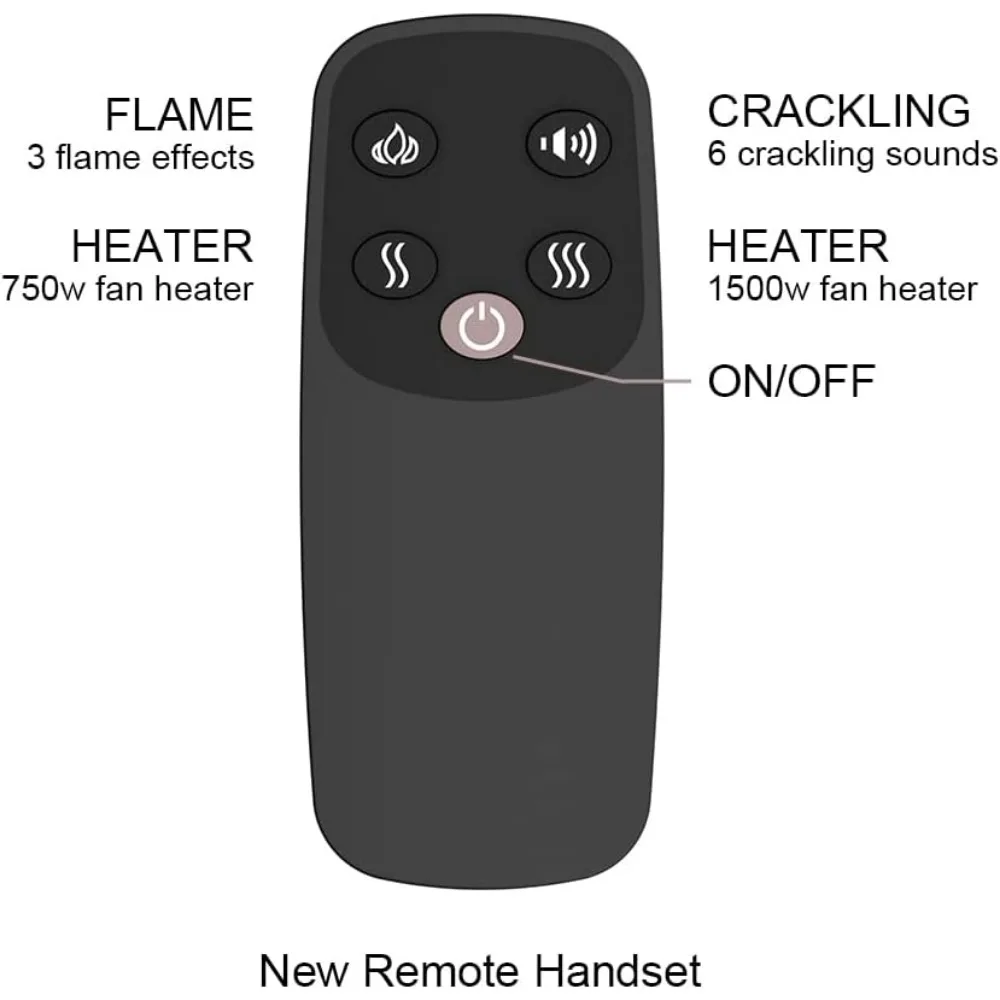 Elektrischer Kamine insatz mit feuer knistern dem Sound, Fernbedienung, 750/1500w, schwarz, 33 Zoll breit, 25 Zoll hoch