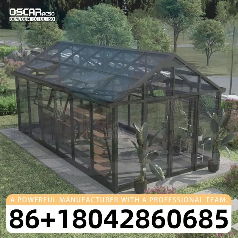 تخطيط قابل للتخصيص، موفر للطاقة، تصميم عصري أنيق ومبتكر من الألومنيوم والزجاج، منزل زجاجي معدني لـ Urban Suburban R