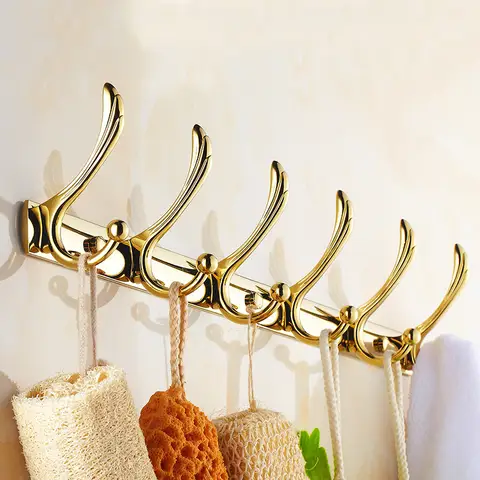Gancho para bata de baño de oro rosa, ganchos para toallas montados en la pared, gancho para toalla de cocina, llave dorada de latón, soporte para colgar bolsas y sombreros, gancho para ropa
