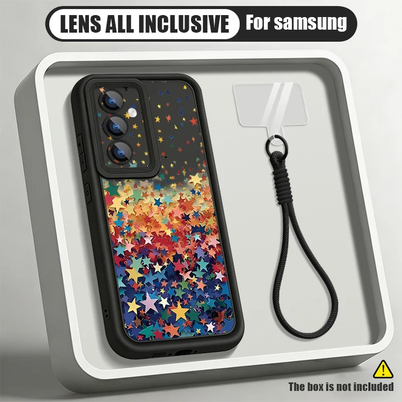 Small Star Pattern Phone Case For Samsung Galaxy S26 S24 S23 S22 Ultra S25 FE A57 A37 A56 A16 A17 A26 A55 A15 A54 Lanyard Cover