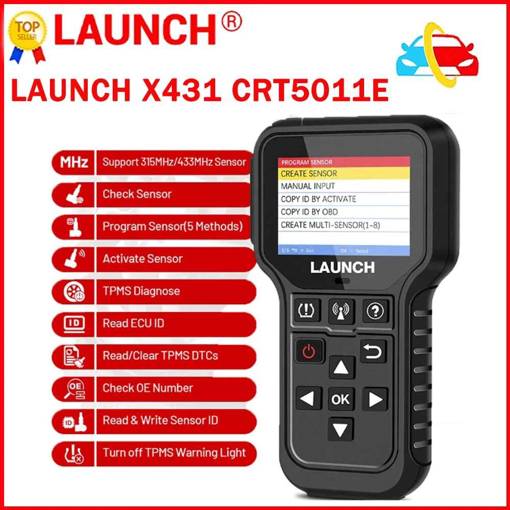 

LAUNCH X431 Tire CRT5011E TPMS Activation Diagnostic Tool 433MHz Sensor Activation Programing Learning Reading OBD2 Scanner