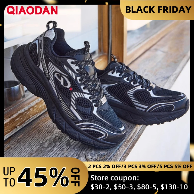 

QIAODAN KaiYuan 2K Men's Casual Shoes 2025 Summer New Lightweight Mesh Breathable Retro Black Running Shoes Outdoor QXL043244002