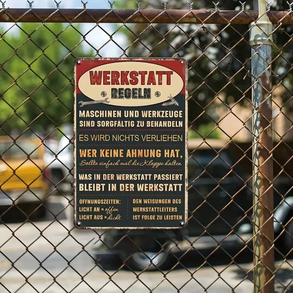 CIFBUY Vintage Werkstatt-Regeln Aluminium-Wandkunst 8x12 Zoll, wasserdicht, rostfrei, Metalldekoration für Zuhause, Garage, Männerhöhle