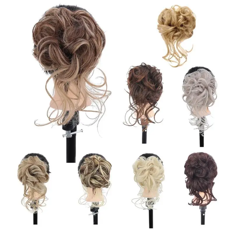 

Messy Bun Hair Piece Curly Hair Piece Ponytail Hair Piece Adjustable Messy Bun Synthetic Chignon Wavy Updo Hairpieces