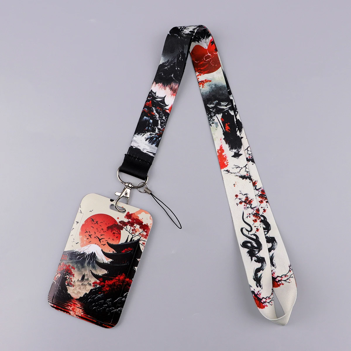 Japanische Tuschmalerei-Ausweishalter, modisches Umhängeband für Schlüssel, Schlüsselanhänger, USB-Ausweishalter, Schlüsselring, Zubehör, Geschenke