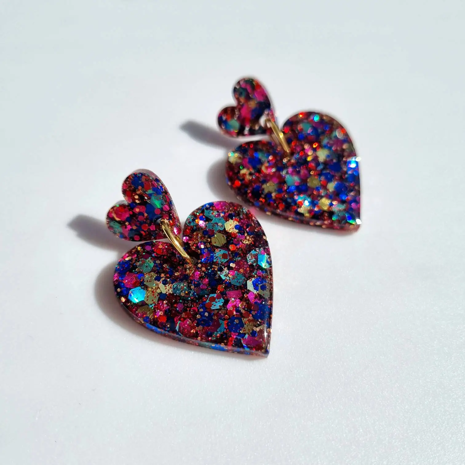 Customized heart-shaped pendant earrings in various colors, handmade women's earrings, jewelry, large and long earrings, jewelry