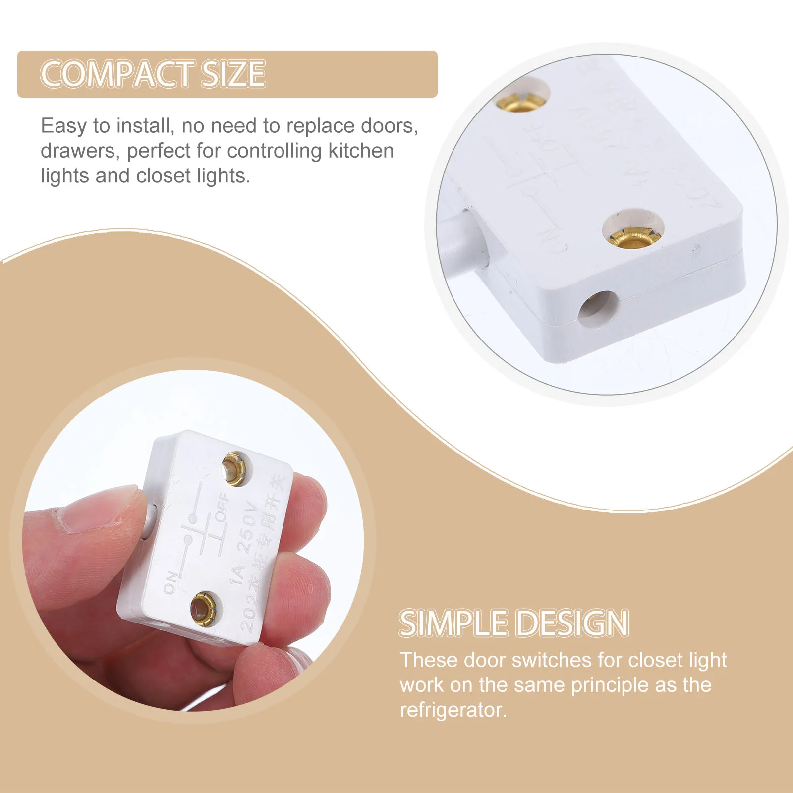 

2Pcs Cabinet Closet Door for Automatic Light Control in Wardrobe Pantry Cupboard Storage on Off System