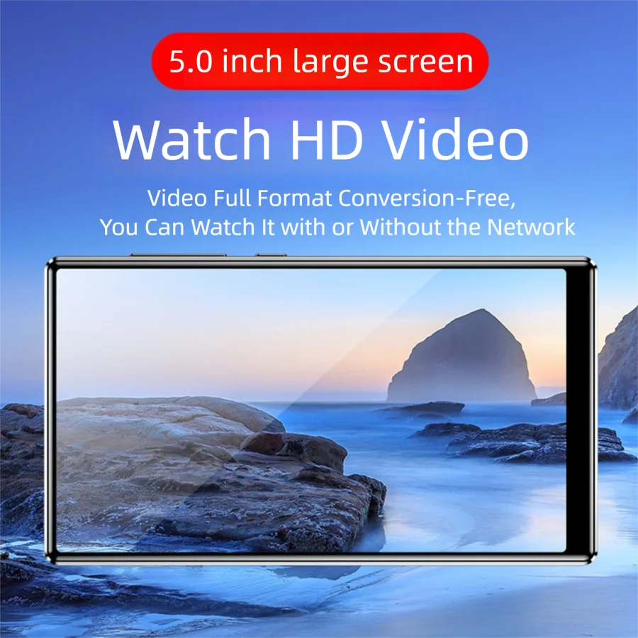 Lettori MP3 e MP4 WiFi Android 13 da 96 GB (64 GB + 32 GB) con touch screen Bluetooth da 5" e registratore vocale con altoparlante, 3 GB di RAM e 32 GB di ROM