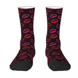 Calcetines con estampado de labios rojos y acuarela para adultos, calcetín Unisex, Unisex