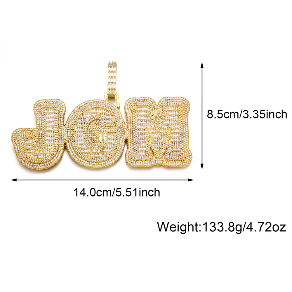 HIP HOP Heavy Custom Iced Out Baguette Letters Name Necklace Pendant for Women Personalized Charms Jewelry 2025 Trend