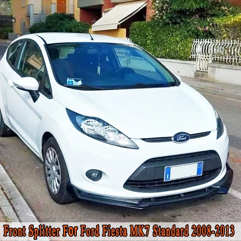 Divisor frontal negro brillante para Ford Fiesta MK7 Standard 2008-2012 Protector de labio divisor de alerón de barbilla de parachoques delantero de coche