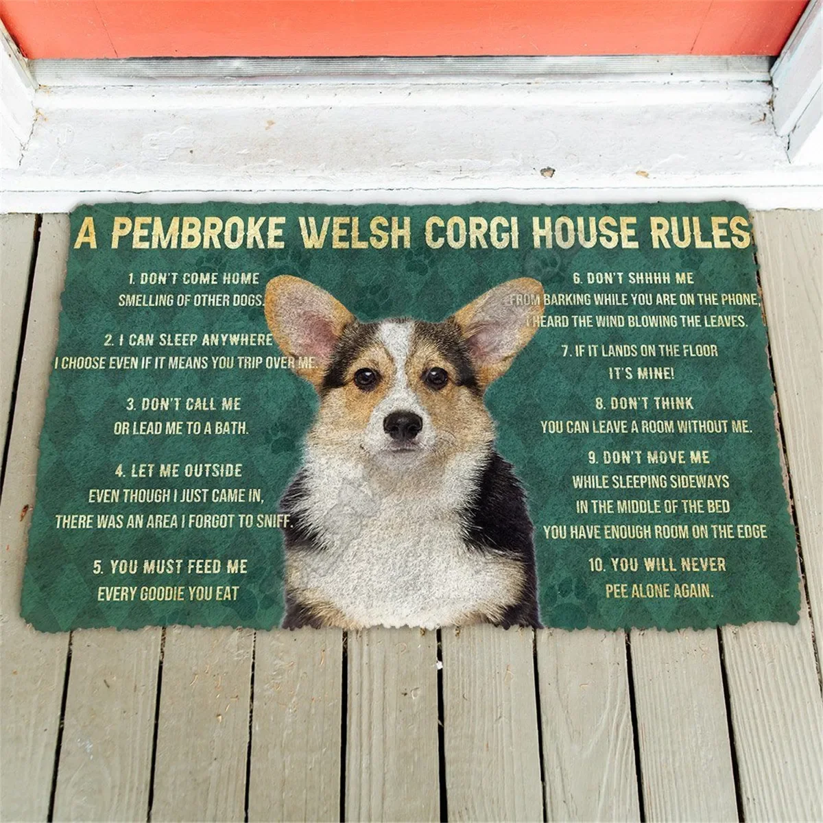 3D house rules Pembroke Welsh Corgi dog Doormat Non Slip Door Floor Mats Decor Porch Doormat